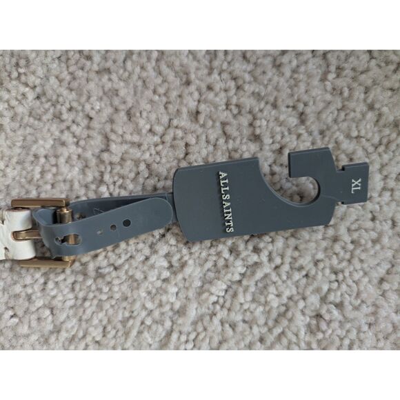 NWT AllSaints Ivory and Gold Leather Casual Eyelet Belt Sz XL